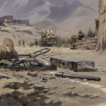 'Towards The Bomb' detail by Military Artist Stuart Brown