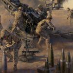 'All American Fires' detail by Military Artist Stuart Brown