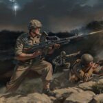 'Action At Laterza Bridge' detail by Military Artist Stuart Brown