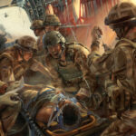 'In Safe Hands' detail by Military Artist Stuart Brown