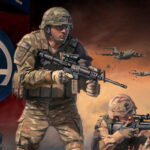 'Paratroopers Answering The Call' detail by Military Artist Stuart Brown