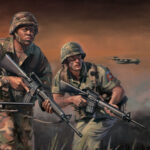 'Paratroopers Answering The Call' detail by Military Artist Stuart Brown