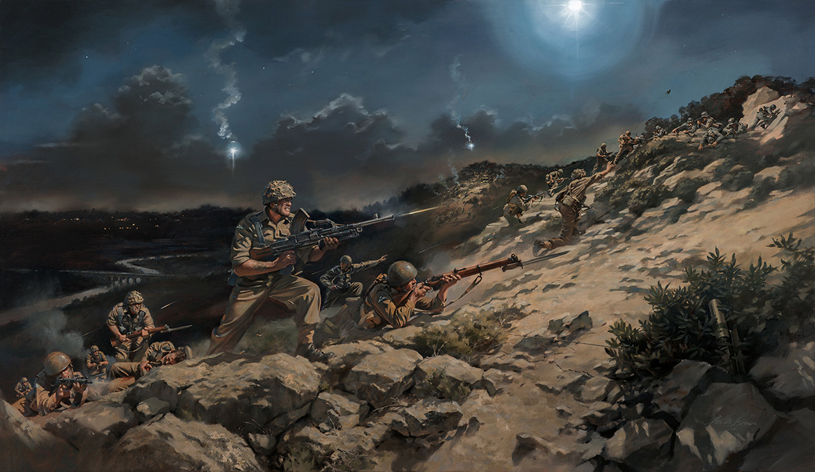 'Action At Laterza Bridge' by Military Artist Stuart Brown