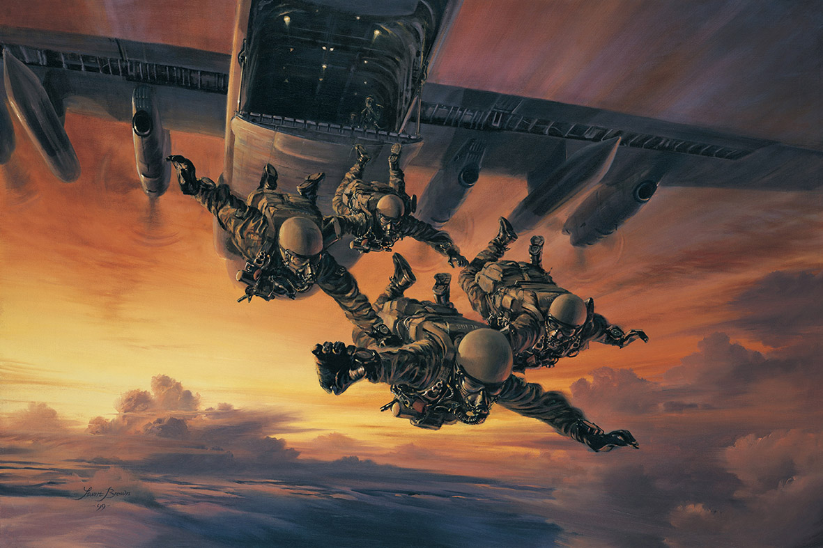 'Air Troop - Sas' by Military Artist Stuart Brown