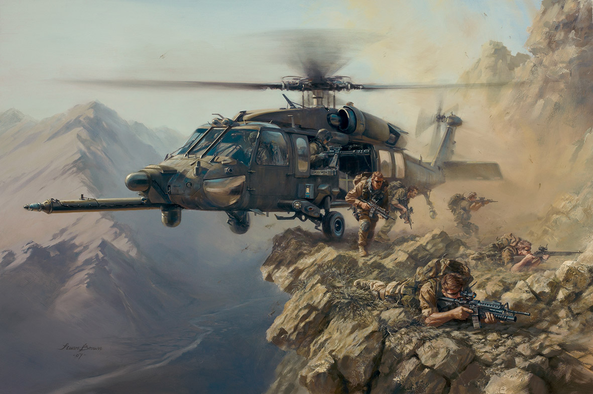 'Black Hawk Special Delivery' by Military Artist Stuart Brown