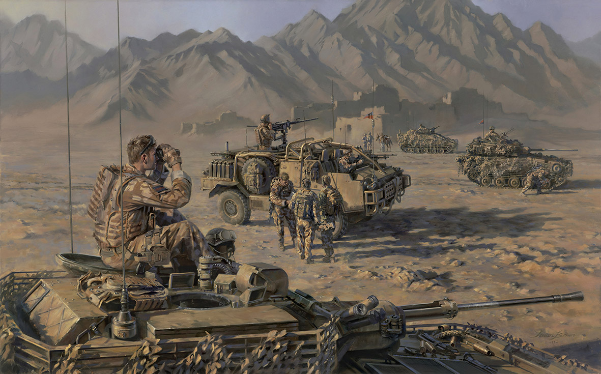 'In The Foothills Of The Hindu Kush' by Military Artist Stuart Brown