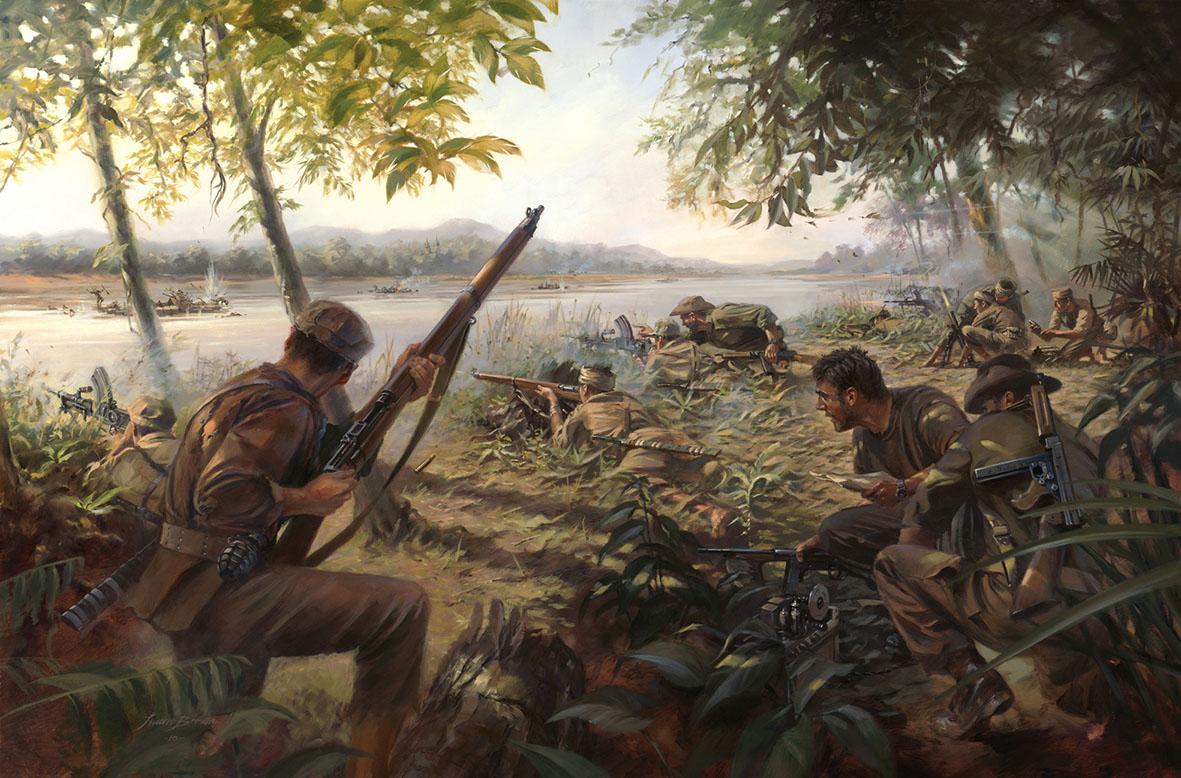 'Irrawaddy Ambush' by Military Artist Stuart Brown