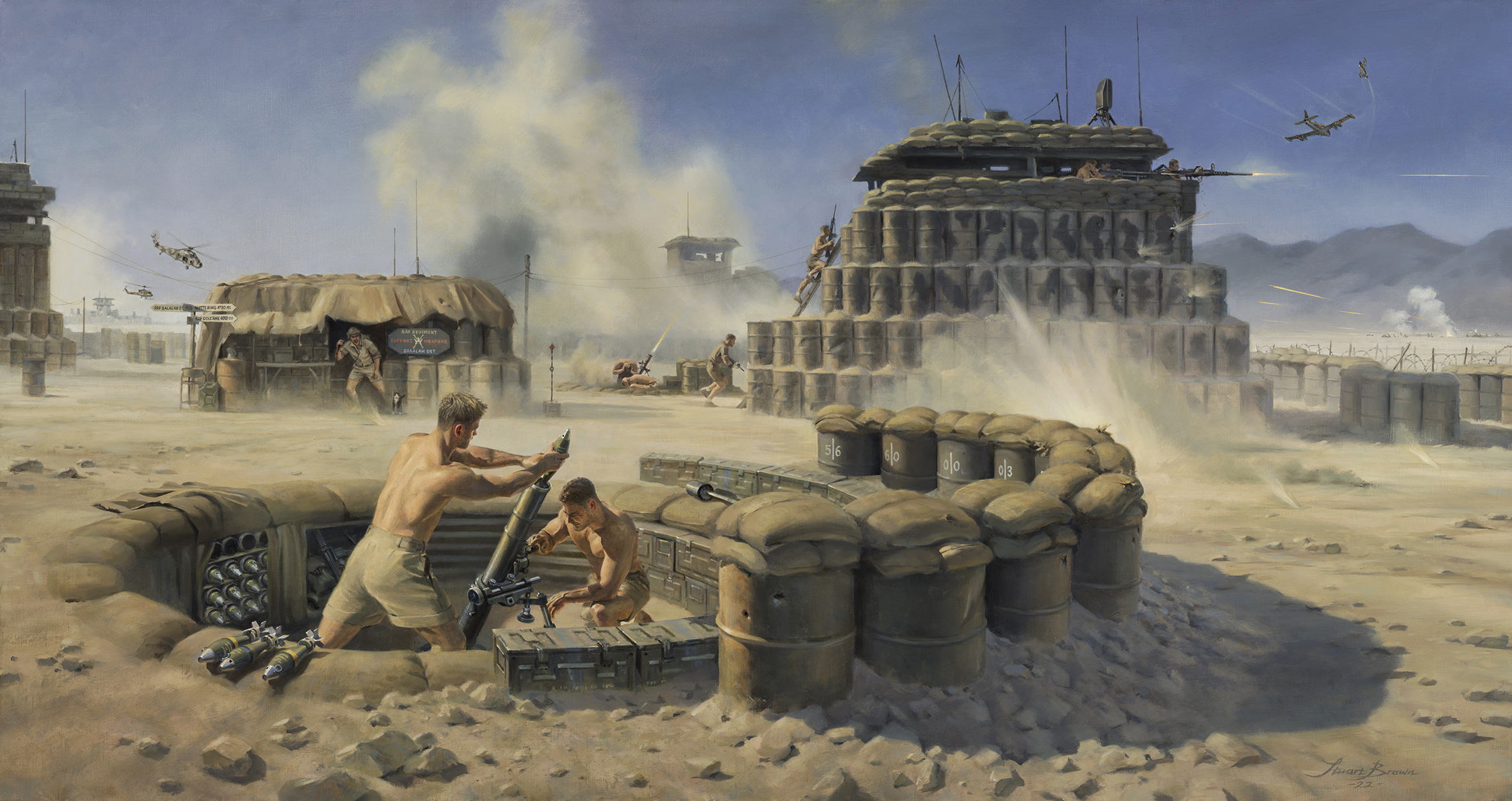 ‘Defence Of Raf Salalah’ by Military Artist Stuart Brown